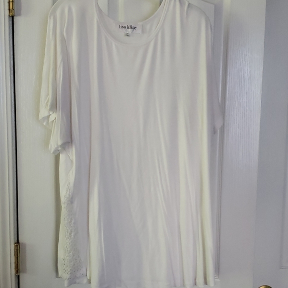 White Shirt with Crochet Lace Accent - Picture 1 of 5